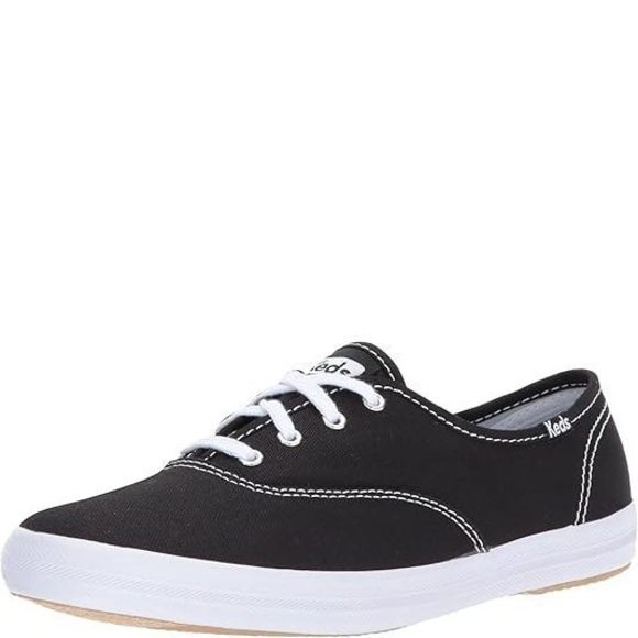 Keds Women's Champion Lace Up Sneaker, Black Canvas, 7 Wide - Picture 1 of 1